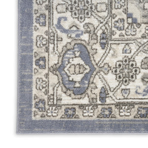 HomeRoots 5' Blue and Ivory Medallion Area Rug - Power Loomed Distressed Design for Timeless Elegance 5' X 7' 545151