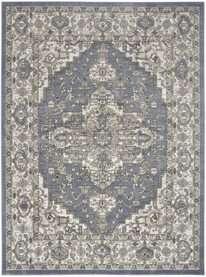 Homeroots 8' X 10' Blue And Ivory Medallion Power Loom Distressed Area Rug  Polypropylene,Polyester 545152