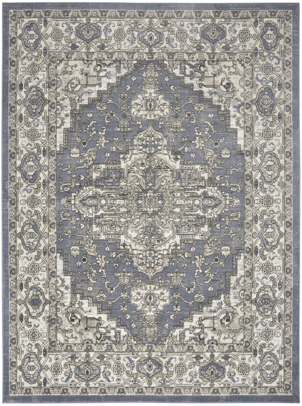 Homeroots 8' X 10' Blue And Ivory Medallion Power Loom Distressed Area Rug  Polypropylene,Polyester 545152