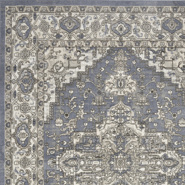 Homeroots 8' X 10' Blue And Ivory Medallion Power Loom Distressed Area Rug  Polypropylene,Polyester 545152