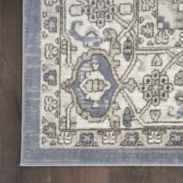 Homeroots 8' X 10' Blue And Ivory Medallion Power Loom Distressed Area Rug  Polypropylene,Polyester 545152