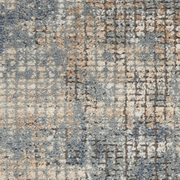 Homeroots 10' Runner Beige And Blue Abstract Power Loom Distressed Runner Rug  Polypropylene,Polyester 545153
