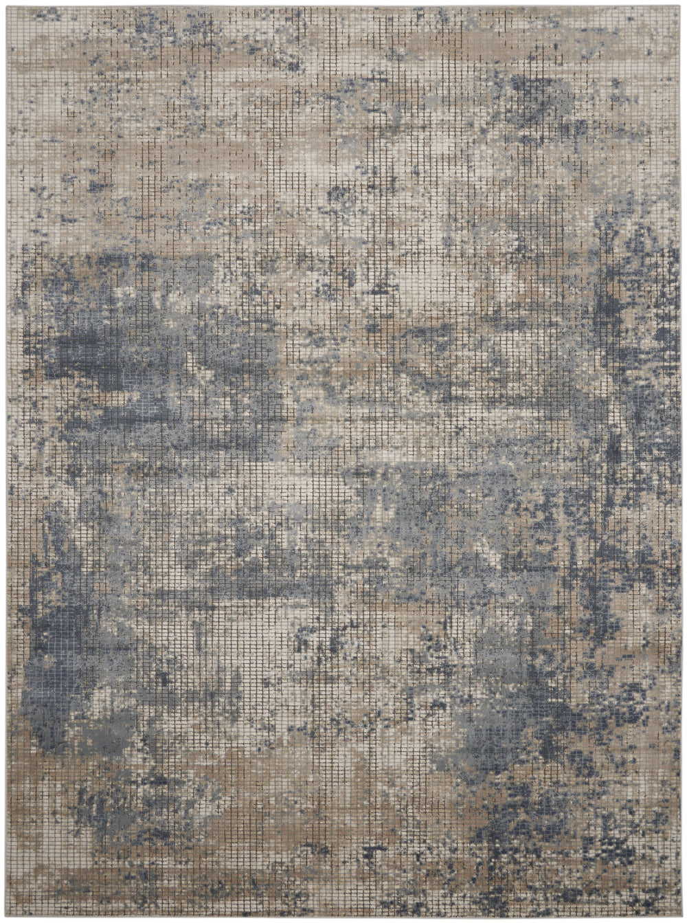 Homeroots 7' X 10' Beige And Blue Abstract Power Loom Distressed Area Rug  Polypropylene,Polyester 545154