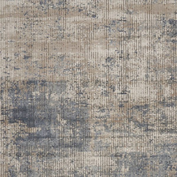 Homeroots 7' X 10' Beige And Blue Abstract Power Loom Distressed Area Rug  Polypropylene,Polyester 545154