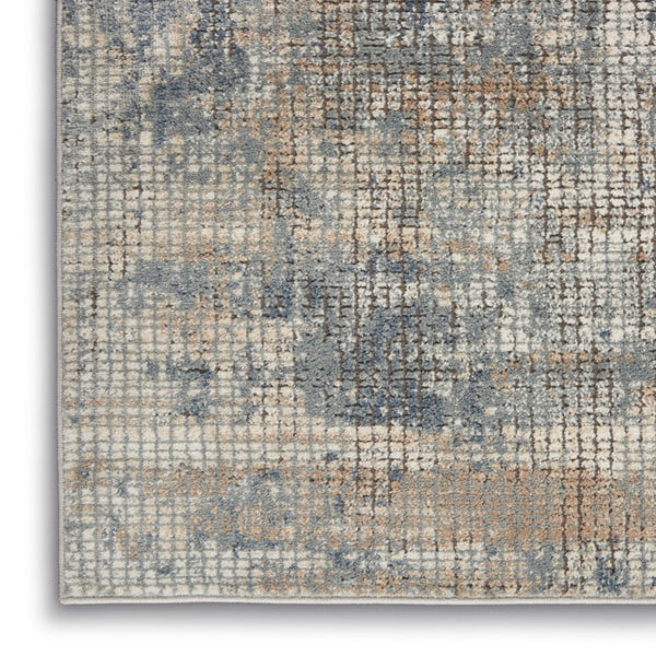 HomeRoots 9' Beige and Blue Abstract Power Loom Distressed Area Rug - Elevate Your Space with Style! 7' X 10' 545154