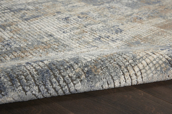 HomeRoots 9' Beige and Blue Abstract Power Loom Distressed Area Rug - Elevate Your Space with Style! 8' X 10' 545155