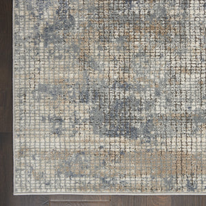 Homeroots 8' X 10' Beige And Blue Abstract Power Loom Distressed Area Rug  Polypropylene,Polyester 545155