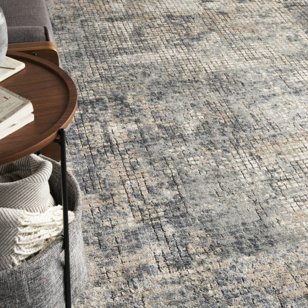 HomeRoots 9' Beige and Blue Abstract Power Loom Distressed Area Rug - Elevate Your Space with Style! 8' X 10' 545155