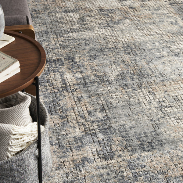 Homeroots 8' X 10' Beige And Blue Abstract Power Loom Distressed Area Rug  Polypropylene,Polyester 545155