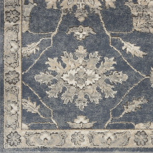 Homeroots 10' Runner Beige And Blue Floral Medallion Power Loom Runner Rug  Polypropylene,Polyester 545156