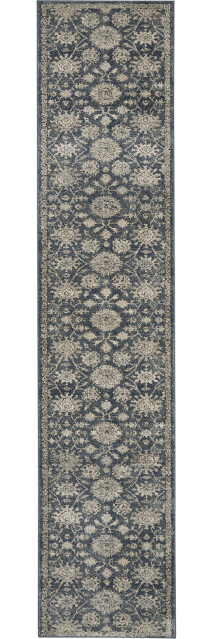 Homeroots 10' Runner Beige And Blue Floral Medallion Power Loom Runner Rug  Polypropylene,Polyester 545156