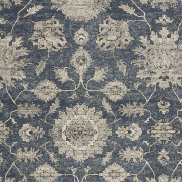 Homeroots 7' X 10' Beige And Blue Floral Medallion Power Loom Area Rug  Polypropylene,Polyester 545157