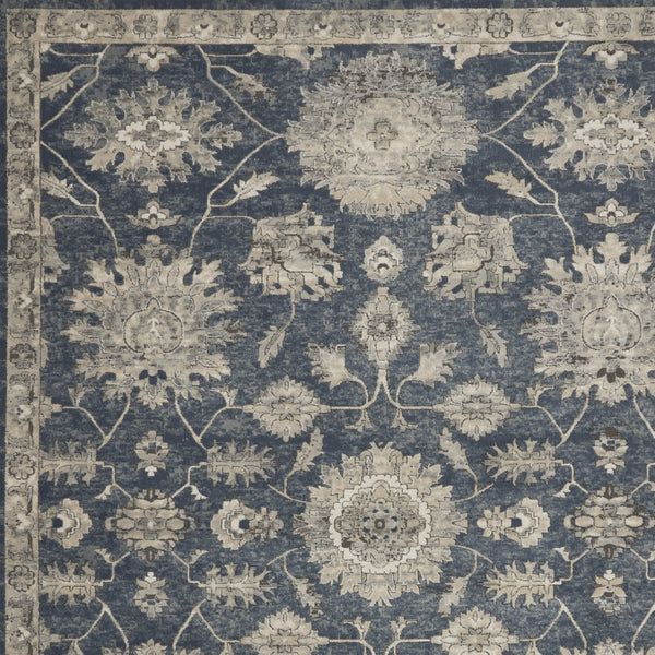 Homeroots 8' X 10' Beige And Blue Floral Medallion Power Loom Area Rug  Polypropylene,Polyester 545158