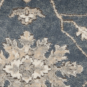 Homeroots 8' X 10' Beige And Blue Floral Medallion Power Loom Area Rug  Polypropylene,Polyester 545158