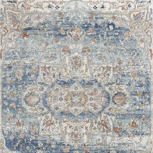 Homeroots 7' X 10' Blue And Ivory Medallion Power Loom Distressed Area Rug  Polypropylene,Polyester 545160