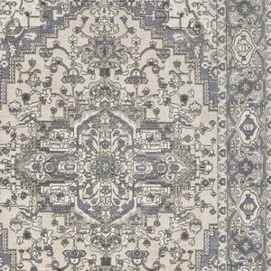 Homeroots 4' X 6' Blue And Ivory Medallion Power Loom Distressed Area Rug  Polypropylene,Polyester 545162