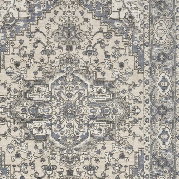 Homeroots 4' X 6' Blue And Ivory Medallion Power Loom Distressed Area Rug  Polypropylene,Polyester 545162