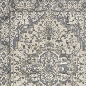 Homeroots 5' X 7' Blue And Ivory Medallion Power Loom Distressed Area Rug  Polypropylene,Polyester 545164