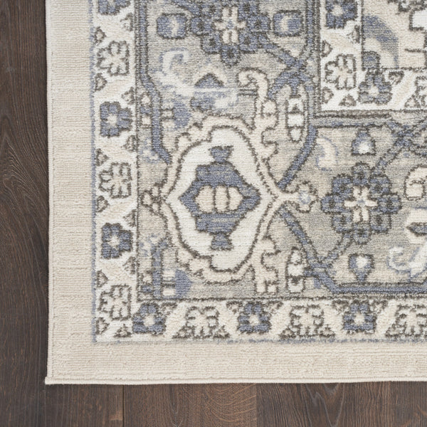 Homeroots 5' X 7' Blue And Ivory Medallion Power Loom Distressed Area Rug  Polypropylene,Polyester 545164