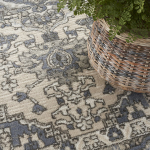 Homeroots 5' X 7' Blue And Ivory Medallion Power Loom Distressed Area Rug  Polypropylene,Polyester 545164