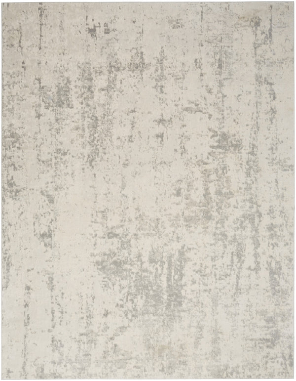 Homeroots 8' X 10' Gray And Ivory Abstract Power Loom Area Rug  Polypropylene,Polyester 545169