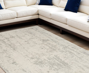 Homeroots 8' X 10' Gray And Ivory Abstract Power Loom Area Rug  Polypropylene,Polyester 545169