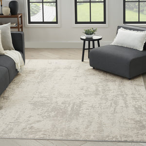 Homeroots 8' X 10' Gray And Ivory Abstract Power Loom Area Rug  Polypropylene,Polyester 545169