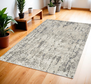 Homeroots 4' X 6' Gray And Ivory Abstract Power Loom Area Rug  Polypropylene,Polyester 545170