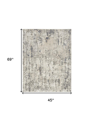 Homeroots 4' X 6' Gray And Ivory Abstract Power Loom Area Rug  Polypropylene,Polyester 545170