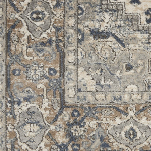 Homeroots 16' Runner Gray And Ivory Medallion Power Loom Distressed Runner Rug  Polypropylene,Polyester 545175