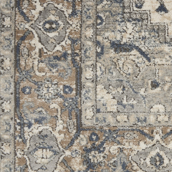 Homeroots 20' Runner Gray And Ivory Medallion Power Loom Distressed Runner Rug  Polypropylene,Polyester 545176