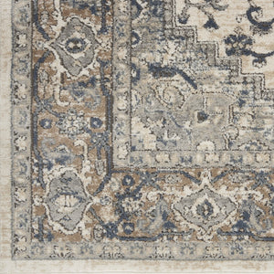 Homeroots 20' Runner Gray And Ivory Medallion Power Loom Distressed Runner Rug  Polypropylene,Polyester 545176