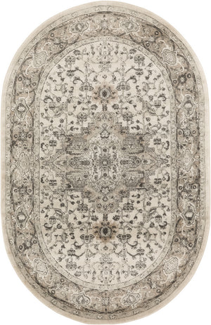 Homeroots 5' X 8' Gray And Ivory Medallion Power Loom Distressed Area Rug  Polypropylene,Polyester 545178