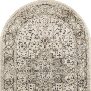 Homeroots 5' X 8' Gray And Ivory Medallion Power Loom Distressed Area Rug  Polypropylene,Polyester 545178