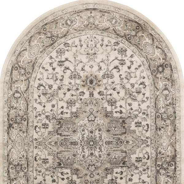 Homeroots 5' X 8' Gray And Ivory Medallion Power Loom Distressed Area Rug  Polypropylene,Polyester 545178