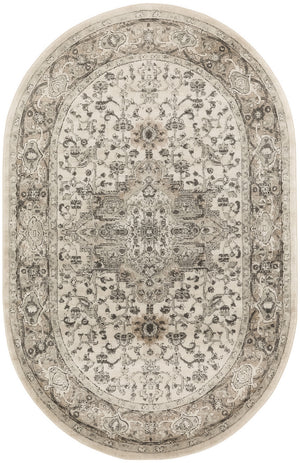 Homeroots 6' X 9' Gray And Ivory Medallion Power Loom Distressed Area Rug  Polypropylene,Polyester 545179