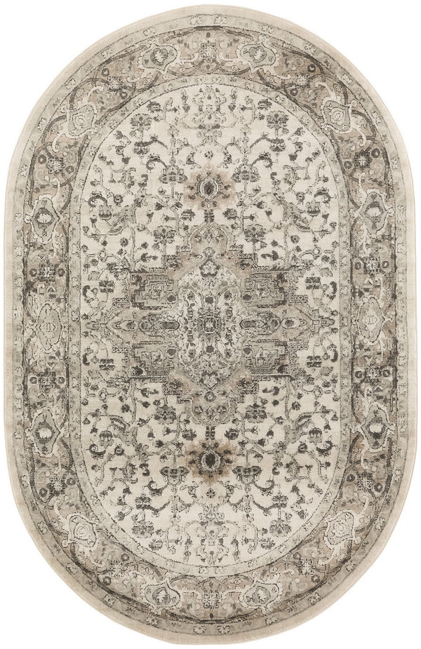 Homeroots 6' X 9' Gray And Ivory Medallion Power Loom Distressed Area Rug  Polypropylene,Polyester 545179