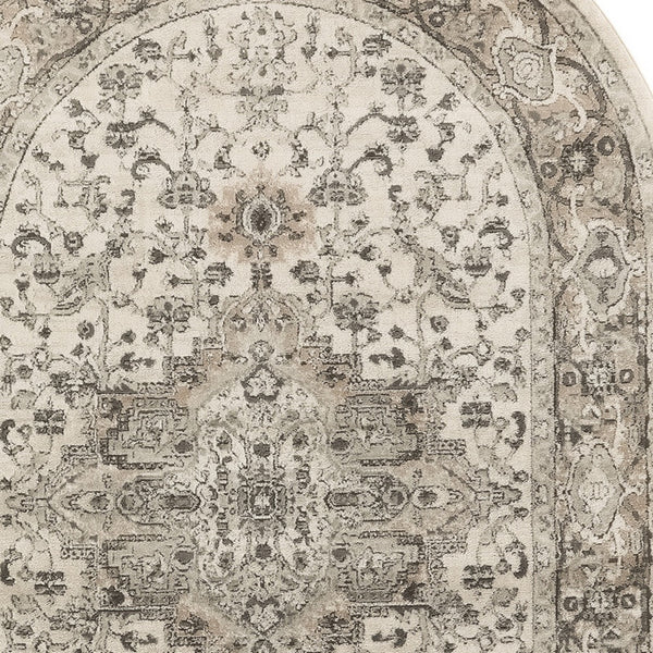 Homeroots 6' X 9' Gray And Ivory Medallion Power Loom Distressed Area Rug  Polypropylene,Polyester 545179