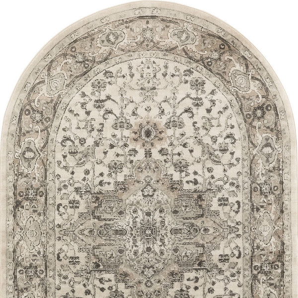 Homeroots 6' X 9' Gray And Ivory Medallion Power Loom Distressed Area Rug  Polypropylene,Polyester 545179