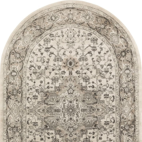 HomeRoots 6' Gray and Ivory Medallion Area Rug – Elegant Power Loomed Design for Timeless Style and Comfort 6' X 9' 545179