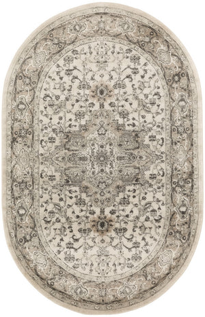 HomeRoots 6' Gray and Ivory Medallion Area Rug – Elegant Power Loomed Design for Timeless Style and Comfort 6' X 9' 545179