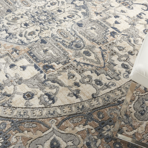 Homeroots 6' X 9' Gray And Ivory Medallion Power Loom Distressed Area Rug  Polypropylene,Polyester 545179