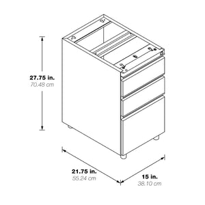 OSP Home Furnishings 22" Under Desk Pedestal with Box File Drawers and Ball Bearing Slides for Office PTO22BBF-SV