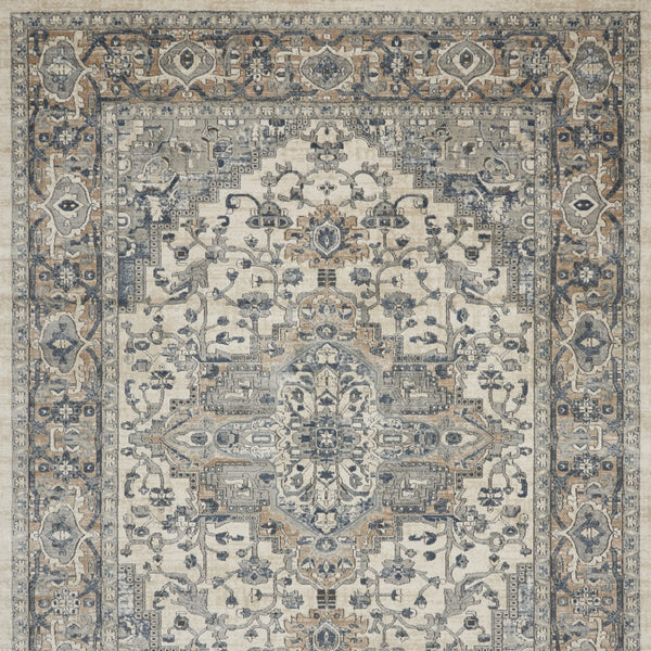 Homeroots 12' X 15' Ivory And Gray Medallion Power Loom Area Rug  Polypropylene,Polyester 545180
