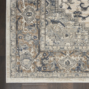 HomeRoots 12' Elegant Ivory and Gray Medallion Area Rug for Living Rooms - Soft, Durable, Easy Care Design 12' X 15' 545180
