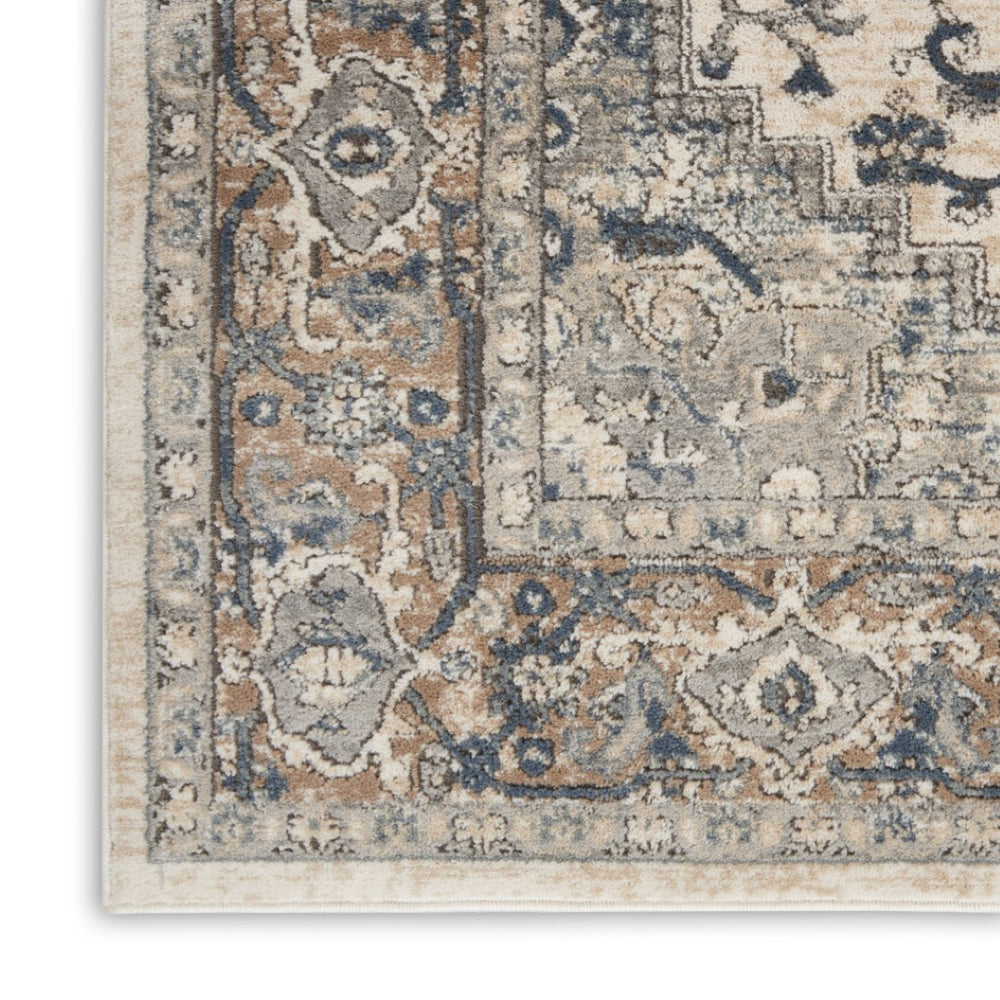 HomeRoots 12' Elegant Ivory and Gray Medallion Area Rug for Living Rooms - Soft, Durable, Easy Care Design 12' X 15' 545180