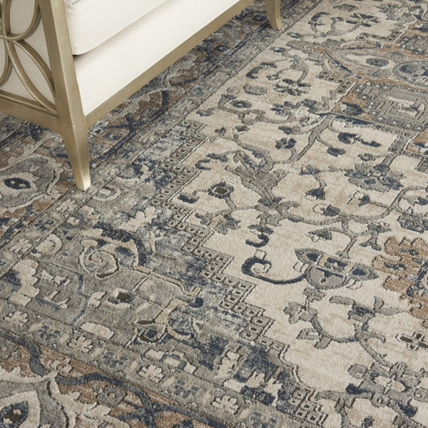 HomeRoots 12' Elegant Ivory and Gray Medallion Area Rug for Living Rooms - Soft, Durable, Easy Care Design 12' X 15' 545180