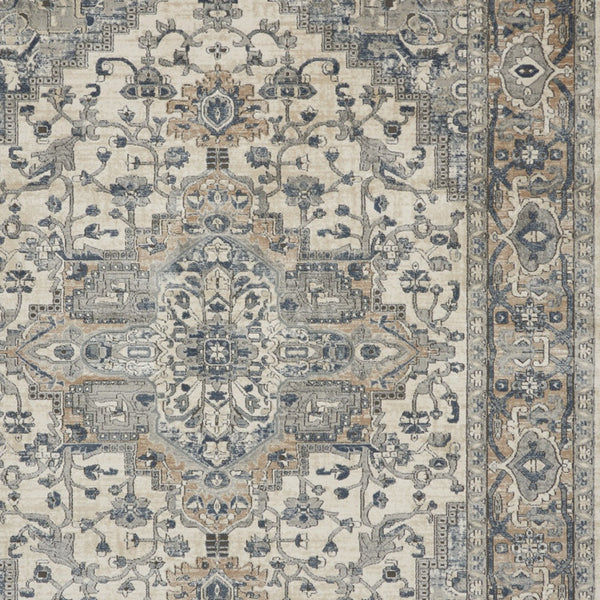 Homeroots 12' X 15' Ivory And Gray Medallion Power Loom Area Rug  Polypropylene,Polyester 545180
