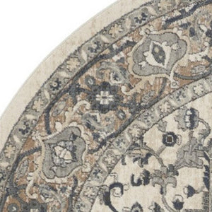 HomeRoots 12' Elegant Ivory and Gray Medallion Area Rug for Living Rooms - Soft, Durable, Easy Care Design 10' Round 545181