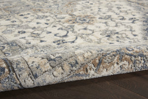 Homeroots 10' Gray And Ivory Square Medallion Power Loom Distressed Area Rug  Polypropylene,Polyester 545182